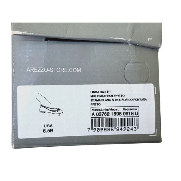 Arezzo Womens Black Woven Ballet Flats Size 6.5 With Bow & Rubber Sole NIB - Picture 9 of 9